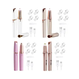 Kit recortador de cejas eléctrico multicolor con cabezales de repuesto y cable USB