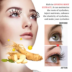 Wimpernserum Vorher-Nachher-Ergebnisse für längere Wimpern mit Ginseng-Extrakt