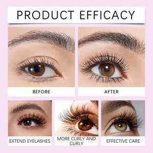 Close-up view showing before and after effects of brown mascara on eyelashes for curling