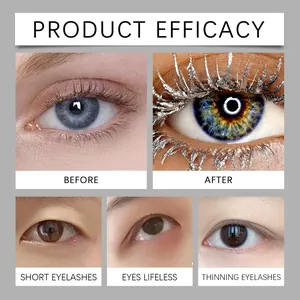 Efficiëntie detail van zilveren glitter mascara met voor en na effecten op de wimpers