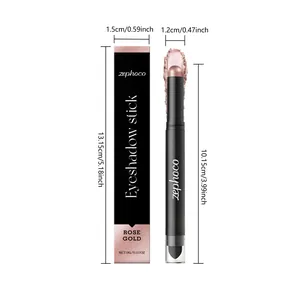 Product dimensions for Zephoco rose gold shimmer eyeshadow stick and packaging box