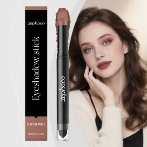 Bâton d'ombre à paupières caramel Zephoco à double embout avec éponge pour estomper