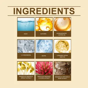 Detailed ingredient list for natural eyelash serum including Biotin and Clover Extract