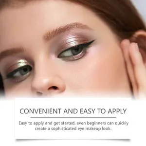 Close-up detail of shimmering rose gold eyeshadow stick applied on model's eyelids.