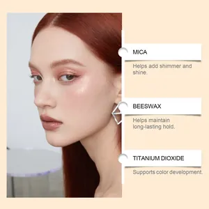 Detailaufnahme des Mokka braunen Schimmer Lidschattenstifts mit Inhaltsstoff-Highlights.