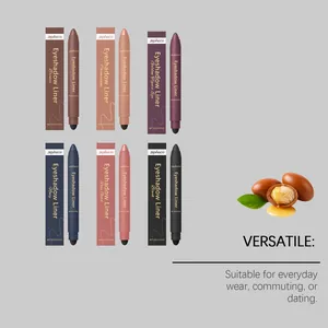Six shades of Zephoco waterproof eyeshadow liners with packaging and versatile usage description