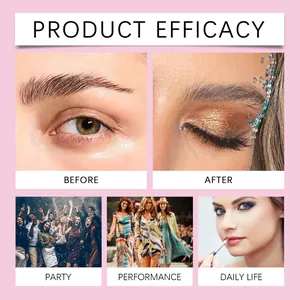 Detailed view of sparkling champagne gold liquid eyeshadow on eyelids and usage scenes.