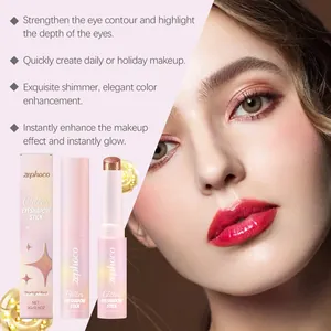 Detailed view of Zephoco glitter eyeshadow stick in Starlight Red with makeup application