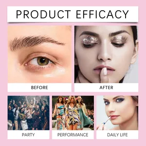 Glitter liquid eyeshadow efficacy showing before and after effects for party and daily life