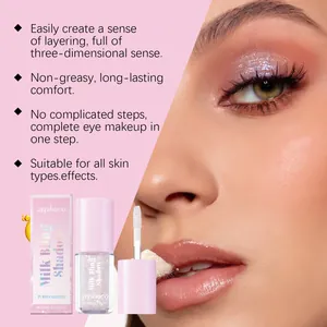 Detailed view of ZEPHOCO purple glitter liquid eyeshadow effect on model with applicator