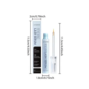 Detaillierte Produktmaße der JAYSUING Wimpernserum-Verpackung und des Applikators