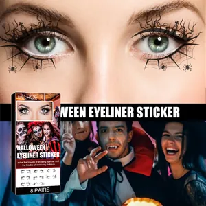 Halloween eyeliner stickers with spider and graveyard designs for scary makeup