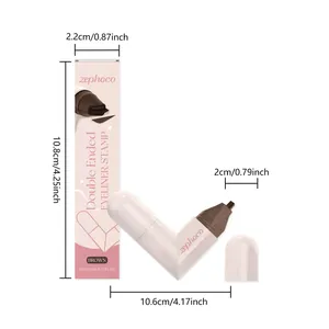 Detailed dimensions of ZEPHOCO brown double-ended eyeliner stamp tool and packaging box