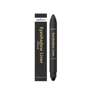 Black 2-in-1 Eyeshadow Eyeliner Pencil Waterproof Long-lasting Smudge-proof Smooth Dual-ended Eye Makeup Pen For Women 2g