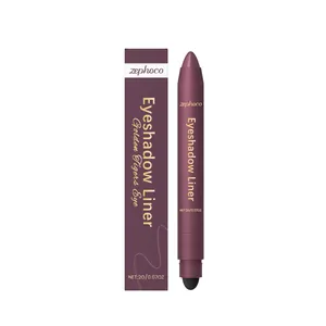Zephoco professional 2-in-1 purple eyeshadow liner pen with smudge tool and packaging box