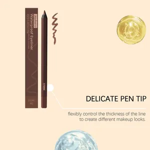 Gedetailleerd overzicht van ZEPHOCO waterproof eyeliner in steenkleur met fijne punt
