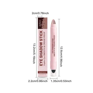 Dimensions pour le bâton d'ombre à paupières crème Zephoco Bright Brown avec emballage