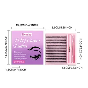 Kit d'extensions de cils Nymixa DIY de 200 pièces avec pince et colle pour un look naturel