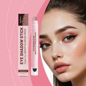 Vue détaillée du stick ombre à paupières crème Zephoco marron brillant avec maquillage