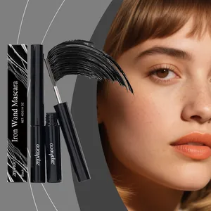 Professional detail view of Zephoco black mascara wand and application on lashes