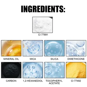 Vista macro degli ingredienti dell'ombretto in stick come mica e olio minerale