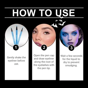 Step-by-step guide on how to apply Halloween neon UV liquid eyeliner for smooth makeup