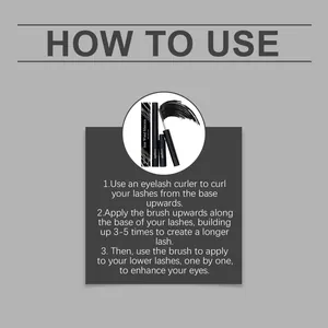 Step-by-step instruction guide for Zephoco waterproof lengthening mascara application.