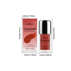 Dimensions et emballage de l'ombre à paupières liquide rouge Zephoco, flacon de 3 ml.