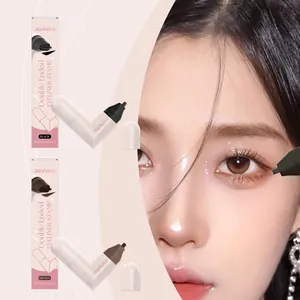 Double-ended waterproof eyeliner stamp in black and brown colors shown with model usage
