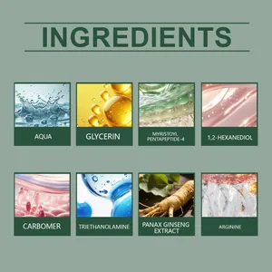 Detailed ingredient list for eyelash growth serum with Panax Ginseng and peptides