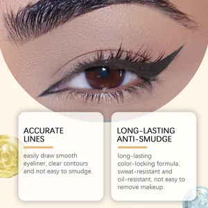 Gros plan d'un eye-liner graphite avec des lignes lisses et un effet anti-bavure durable.