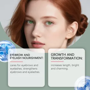 Detailed view of model eyes highlighting eyelash nourishment for length and growth