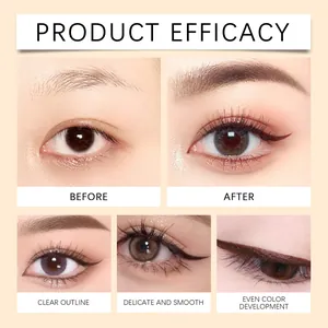 Gedetailleerde pflaume eyeliner demo op Aziatische ogen met voor en na effecten
