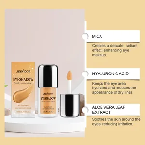 Detailed view of zephoco glitter gold liquid eyeshadow showing radiant ingredient benefits.