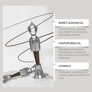 Details van voedende vloeibare eyeliner-ingrediënten met vitamine E en ricinusolie.