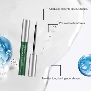 Detail view of VIARELINE eyelash serum applicator with nourishing liquid texture