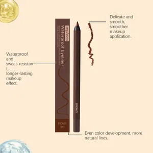 Detailed view of bronze waterproof eyeliner pencil showing smooth application and long-lasting effect