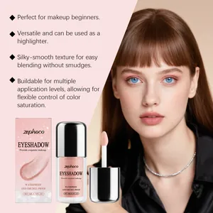Nude-rosa flüssiger Lidschatten mit Schimmereffekt und Anwendungsbeispiel