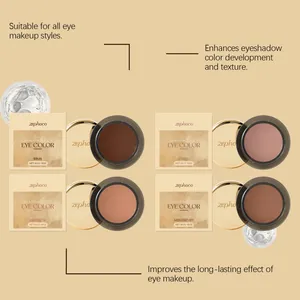 Professional detail view of Zephoco matte single eyeshadow pots in neutral earth tones