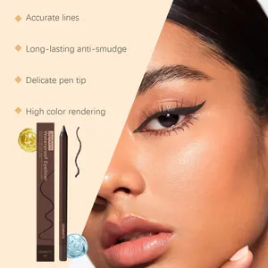 Gros plan sur le maquillage professionnel à l'eye-liner graphite et détails étanches