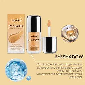 Long-lasting waterproof gold liquid eyeshadow with a shimmering metallic finish detail