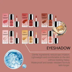 Collection d'ombres à paupières liquides Zephoco en six teintes avec détails du produit.