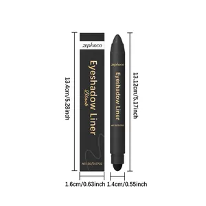 Detailed size measurements for the zephoco black eyeshadow liner pencil and the box