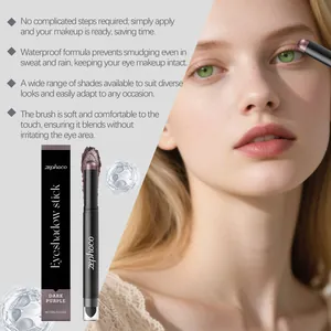 Vue détaillée de l'ombre à paupières Zephoco violet foncé avec effet maquillage