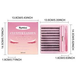 Dimensions détaillées du kit d'extension de cils NYMIXA avec colle et pince à épiler