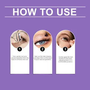 Detailed instructional guide showing how to apply self-adhesive lash clusters step-by-step
