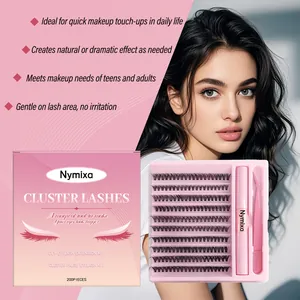 Kit d'extension de cils en grappe Nymixa 200pcs avec colle et pince pour un look nat