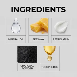 Detailed infographic showing mascara ingredients like beeswax and charcoal powder