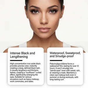 Features of waterproof and lengthening mascara with a professional lash makeup model look