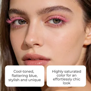 Close-up of vibrant pink mascara effect for a bold curling stage makeup look
